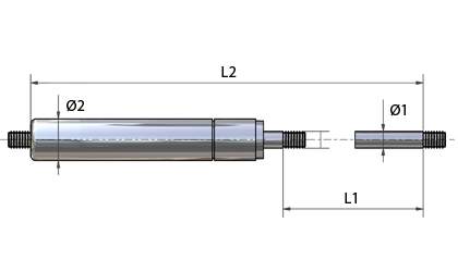 Technické kreslení - Plynové vzpěry - Nerezová ocel 316 - FDA schváleno