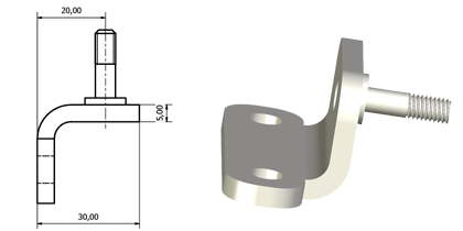 Technical drawing - Endfitting - Brackets mandrel Technical drawing - Endfitting - Brackets mandrel