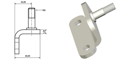 Technical drawing - Endfitting - Brackets mandrel Technical drawing - Endfitting - Brackets mandrel