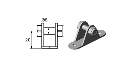 Technical drawing - Endfitting - Brackets mandrel Technical drawing - Endfitting - Brackets mandrel